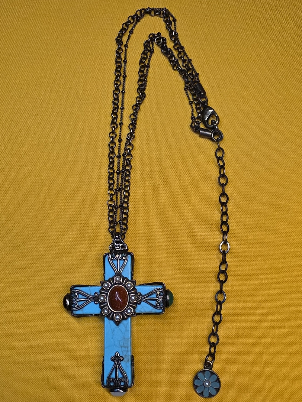 Vintage 1990s Olipop (by Sweet Romance) Blue/Turquoise Cross Necklace ▪︎ Gothic